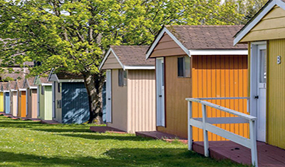 Cabins A row of cabins at Samish Island Retreat Center